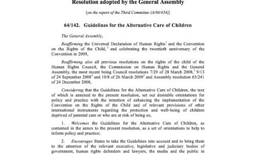 Guidelines for the Alternative Care of Children